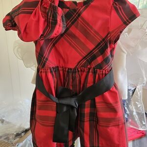 Red and Black Plaid Dress with Bow